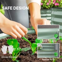Outsunny Two-Tier Galvanised Steel Garden Planter - Light Green(m-6)