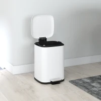 HOMCOM Bidone Immondizia da 12L a Pedale con Chiusura Silenziosa, in Metallo e PP, 24.5x32x34.5 cm, Bianco(m-8)