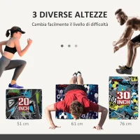 SPORTNOW Plyo Box 3 Altezze Jumping Box Antiscivolo per Casa e Palestra, 76x61x51cm, Multicolore(m-6)