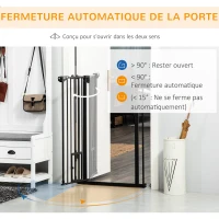 PawHut Barrière de sécurité animaux de 104,1H cm avec porte fermeture automatique système de double verrouillage noir(m-5)