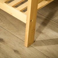 HOMCOM Perchero de Pie de Bambú Perchero Trapezoidal con Estantería de 3 Niveles con Barra y Colgador Lateral para Ropa Bolsas para Pared Dormitorio 70x42x164 cm Natural(m-9)