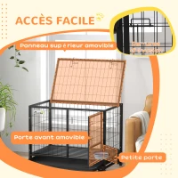 PawHut Cage pour chien cage de transport sur roulettes avec support de gamelle plateau amovible 2 portes verrouillables(m-6)