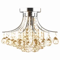HOMCOM Crystal Chandeliers, K9 Droplets Ceiling Light with 3 E14 Bulb Base, Pendant Lights for Living Room, Bedroom, Dining Room, Hallway, Kitchen(m-11)