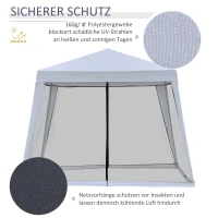 Outsunny Gartenpavillon Pavillon Festzelt Partyzelt wetterfest Zelt mit Moskitonetz Metall + Polyester Grau 3 x 3 m(m-4)