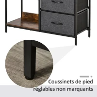HOMCOM Commode meuble de rangement avec 3 tiroirs en tissu amovibles, 2 étagères et 1 grand plateau 80 x 29 x 71 cm marron(m-6)