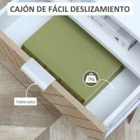 HOMCOM Mesilla de Noche con Cajón y Compartimiento Mesa de Noche para Dormitorio Salón 45x39x48 cm Blanco y Roble(m-4)