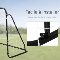 HOMCOM But de football - cage de foot - but d'entrainement dim. 203L x 81l x 120H cm - châssis métal époxy polyester - piquets inclus - noir(m-6)
