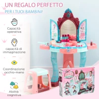 AIYAPLAY Set Toeletta con Sgabello per Bambini da 3-6 Anni, Luci, Musica e Accessori Inclusi(m-7)