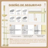 PawHut Árbol para Gatos de Suelo a Techo de 230-250 cm con Altura Ajustable Múltiples Plataformas Cestos Hamaca Bolas Beige(m-7)