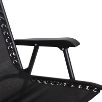 Outsunny Schaukelstuhl, Klappbare Schaukelliege, Gartenliege, Schwungliege, Schaukelsessel mit Kopfkissen, Stahl + Texteline, Schwarz bis 120 kg 90 x 64 x 110 cm(m-9)