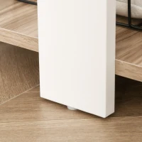 HOMCOM Bureau informatique bureau d'angle contemporain avec étagères en panneaux de particules idéal pour maison dortoir 136 x 130 x 72 cm bicolore imitation noyer clair blanc(m-8)