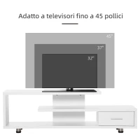 HOMCOM Mobile TV Moderno per TV fino a 45", Mobile TV Aperto in Truciolato con Cassetto, 135x35x41.7 cm(m-6)