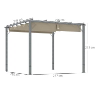 Outsunny 3 x 3 m Tuinpergola, Verstelbare Terrasoverkapping met Aluminium Frame, UPF30+ Zonbescherming, Grijs(m-3)