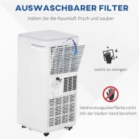 HOMCOM Mobile Klimaanlage 8000BTU 2,3KW 4-in-1 Klimagerät mit Abluftschlauch, Kühlen, Lüften, Entfeuchten und Schlafen, 24h Timer mit Fernbedienung Nutzungsraum 13-18㎡ ABS Weiß+Grau(m-7)