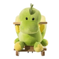 HOMCOM Cavallo a Dondolo per Bambini in Legno Dinosauro, Cavalluccio per Bambini, 60x33x45cm, Verde(m-4)