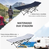 Outsunny Lettino Pieghevole da Campeggio per Adulti con Cuscino e Borsa Trasporto, 188x64.5x53cm - Blu(m-4)