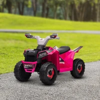 HOMCOM 6V Quad Bike with Wear-Resistant Wheels, Forward Backward Function, for Ages 18-36 Months, Pink(m-10)