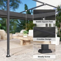 Outsunny 4 x 3m Metal Pergola, with Retractable Canopy Roof - Black(m-6)