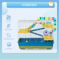 PawHut Nagerkäfig Kleintierkäfig Kleintiergehege Kleintier Röhrensystem in Mehrfarben Blau+Weiß 79 x 46 x 60 cm(m-6)