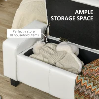 HOMCOM Ottoman Storage Chest Faux Leather Stool Bench Seat Bedding Blanket Box Home Furniture (White)(m-4)