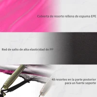 HOMCOM Cama Elástica Multifuncional Estable para Exterior e Interior Patio Gimnasio Trampolín Grande con Red Seguridad y Escalera Carga 100kg para Adultos y Niños Φ244x205 cm Rosa(m-5)