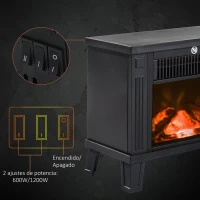 HOMCOM Chimenea decorativa con Efecto de Llama y Protección contra Sobrecalentamiento para Salas 13-18 m² 34x17x31 cm Negro(m-5)