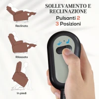 HOMCOM Poltrona Relax Alzapersona in Velluto con Schienale Reclinabile a 160° con Telecomando, Marrone Scuro(m-4)