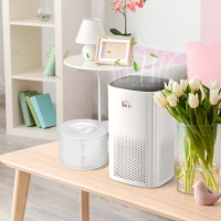 HOMCOM Purificateur d'air + Filtre pour purificateur d'air - Ioniseur, CADR 225m³/h, minuterie - filtration en 3 étapes(m-2)