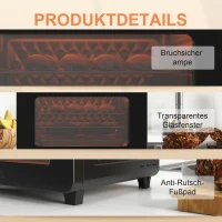 HOMCOM Minibackofen 20L, Mini Ofen, 40-220°C, 17 Modi, Timer, 36x37x34,5cm, Schwarz(m-8)