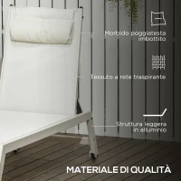 Outsunny Chaise Longue Lettino Prendisole Reclinabile 2pz in Alluminio e Poliestere, 55x195x30 cm, Beige(m-7)