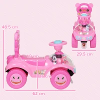 AIYAPLAY Foot to Floor oddler Ride on Toy w/ Music, Light, Horn, Under Seat Storage, Anti-Over-Backwards Device, Pink(m-3)
