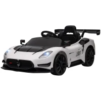 AIYAPLAY Maserati GT2 Licensed 12V Kids Electric Ride on Car with 4 Suspension Wheels, Remote Control, Music, Horn, Lights, White(m-11)