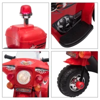 HOMCOM Moto Scooter électrique pour Enfants 2 ans modèle Policier 6 V 3 Km/h Fonctions Lumineuses et sonores Top Case Rouge(m-9)