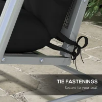 Outsunny Back and Seat Cushion Replacement with 2 Pillows, Patio Chair Cushions Set with Ties, Black(m-5)