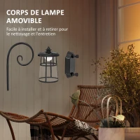 Outsunny Lot de 2 lampes murales appliques solaires LED pour l'extérieur IP44 16,5x25,5x41cm noir(m-6)