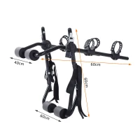 HOMCOM 2 Bike Bicycle Carrier Car Back Rack Rear Mounted Universal Travel Transit - Black(m-3)