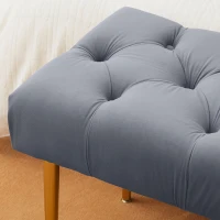 HOMCOM Sitzbank im Tufting-Design, Bezug in Samtoptik, Stahlbeine, hellgrau, 115 x 46 x 49 cm(m-8)