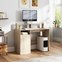 HOMCOM Escritorio con Estantería Moderno Escritorio con Compartimentos Abiertos Soporte para Monitor 108x50x94 cm Natural(m-2)