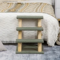 PawHut 48cm Three-Step Cat Tree, with Toy Ball, Jute Scratching Post - Green(m-7)