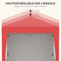 Outsunny Tonnelle barnum de jardin pop-up pliant réglable en hauteur protection UV 30+ 3 parois latérales rouge(m-5)