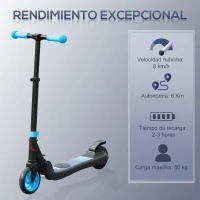 HOMCOM Patinete Eléctrico para Niños de +6 Años Scooter Eléctrico Plegable Altura Ajustable Batería 24V 71x36,5x75-80 cm Azul(m-4)
