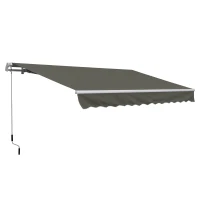 Outsunny Tenda da Sole per Esterno Avvolgibile a Bracci con Apertura a Manovella, 350x250 cm, Grigio(m-10)