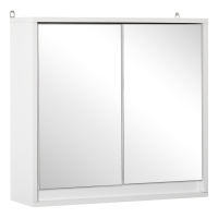 HOMCOM Armadietto Bagno a 2 Ante con Specchiera e Ripiano Regolabile in MDF, 48x14.5x45cm, Bianco