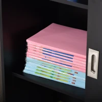 HOMCOM Armoire de Bureau 2 Portes coulissantes verrouillables dim. 80L x 40l x 120H cm 2 étagères Panneaux Particules Noir(m-7)