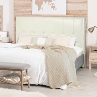 HOMCOM Testiera Letto Matrimoniale in PU, Imbottita e Trapuntata a Bottoni, 160x120cm(m-4)