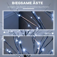 HOMCOM Künstliche Birke mit LED-Beleuchtung, 96 warmweiße Mikro-LEDs, 150 cm, Braun(m-6)