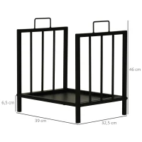Outsunny Kaminholzregal Kaminholzständer mit zwei Griffen Kaminbesteck 50 kg belastbar Feuerholzablage Kaminwerkzeug Metall Schwarz 39 x 32,5 x 46 cm(m-3)