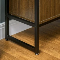 HOMCOM Armadietto Due Ante in MDF con Piano d'Appoggio in Vetro Temperato, 82x30x98 cm, Marrone e Nero(m-9)