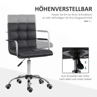 HOMCOM Bürostuhl im Retrodesign, höhenverstellbar, 5 Rollen, 52,5 cm x 54 cm x 99 cm, Schwarz(m-4)