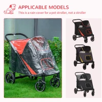PawHut One-Click Foldable Pet Travel Stroller with Rain Cover, Cat Dog Pushchair with Universal Front Wheels, Shock Absorber, Storage Bags, Mesh Window, Safety Leash for Large and Medium Dogs (Red)(m-5)
